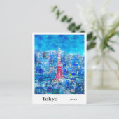 Tokyo Tower Japan Travel Waterverf met de hand get Briefkaart (Staand voorkant)