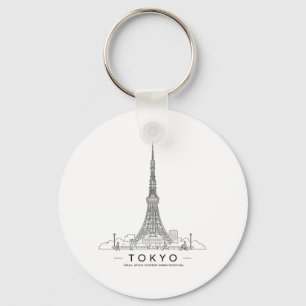 Tokyo Tower Minimalistische Stad Illustratie Sleutelhanger