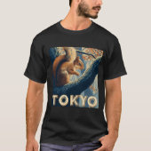 Tokyo Travel Poster — Art-Deco Squirrel in Forest  T-shirt (Voorkant)