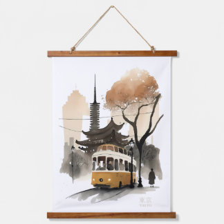 Tokyo Waterverf print Hangend Wandkleed