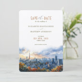 Tokyo Waterverf Skyline Save-the-Date Kaart (Staand voorkant)