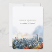 Tokyo Waterverf Skyline Save-the-Date Kaart (Achterkant)