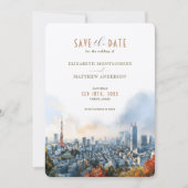Tokyo Waterverf Skyline Save-the-Date Kaart (Voorkant)