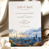 Tokyo Waterverf Skyline Save-the-Date Kaart