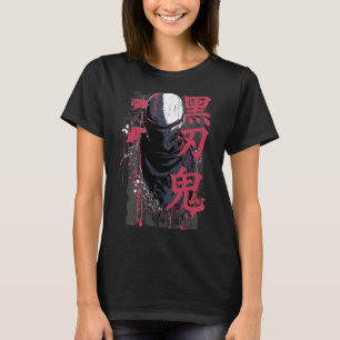 Tokyo Yami – Zwarte Blad Duivel met Japanse Typogr T-shirt