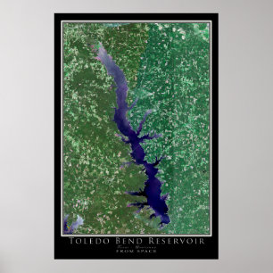 Toledo Bend Lake Texas - Satellietkaart Louisiana Poster