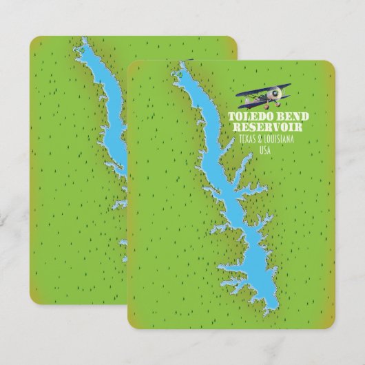 Toledo Bend reservoir Texas & Louisiana Map (Voorkant / Achterkant)
