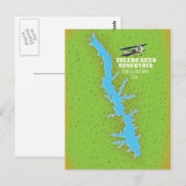 Toledo Bend reservoir Texas & Louisiana Map Briefkaart (Voorkant / Achterkant)