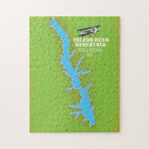 Toledo Bend reservoir Texas & Louisiana Map Legpuzzel