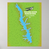 Toledo Bend reservoir Texas & Louisiana Map Poster (Voorkant)