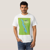Toledo Bend reservoir Texas & Louisiana Map T-shirt (Voorkant volledig)