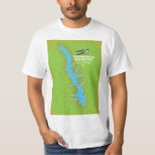 Toledo Bend reservoir Texas & Louisiana Map T-shirt (Voorkant)
