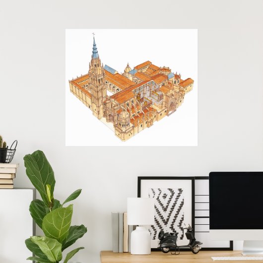 Toledo Cathedraal. Spanje Poster (Thuiskantoor)