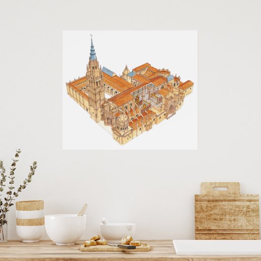 Toledo Cathedraal. Spanje Poster (Keuken)