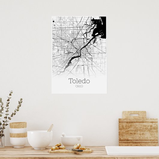 Toledo Map - Ohio - City Map Poster (Keuken)
