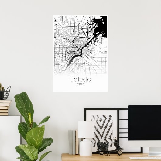 Toledo Map - Ohio - City Map Poster (Thuiskantoor)