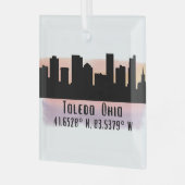 Toledo OH City Skyline Glass Ornament (Voorkant links)