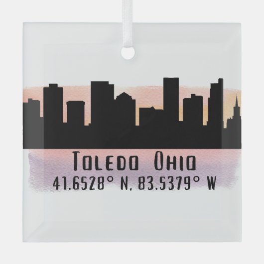 Toledo OH City Skyline Glass Ornament (Voorkant)