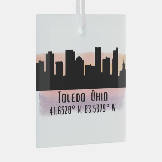 Toledo OH City Skyline Glass Ornament (Voorkant Rechts)
