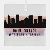 Toledo OH City Skyline Glass Ornament (Achterkant)