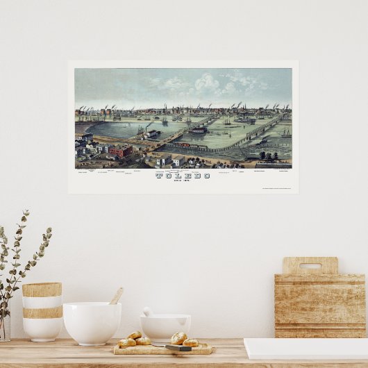 Toledo, OH Panoramic Map - 1876 Poster (Keuken)