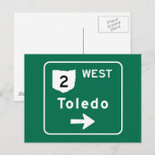 Toledo, OH Road Sign Briefkaart (Voorkant / Achterkant)