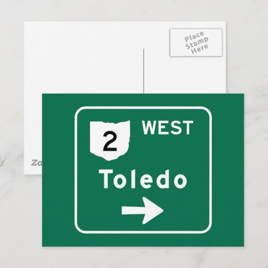 Toledo, OH Road Sign Briefkaart (Voorkant / Achterkant)