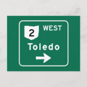 Toledo, OH Road Sign Briefkaart (Voorkant)