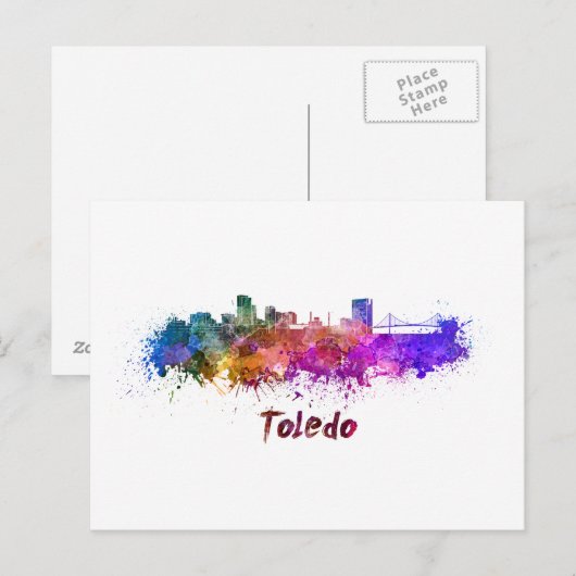 Toledo OH skyline in waterverf Briefkaart (Voorkant / Achterkant)