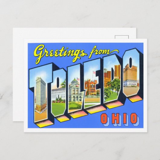 Toledo, Ohio  Big Letters Briefkaart (Voorkant / Achterkant)