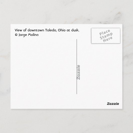 Toledo, Ohio bij de schemering Briefkaart (Achterkant)