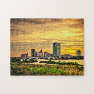 Toledo Ohio City Skyline op Sunset Legpuzzel