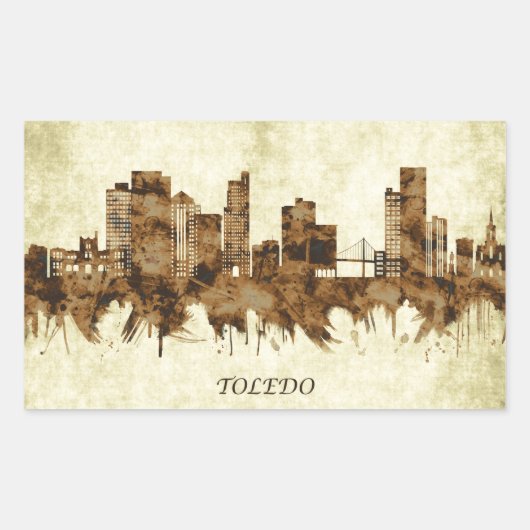 Toledo Ohio Cityscape Rechthoekige Sticker (Voorkant)