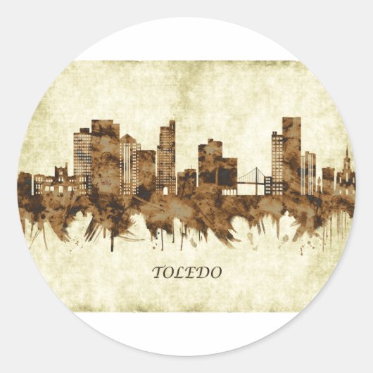 Toledo Ohio Cityscape Ronde Sticker (Voorkant)
