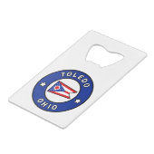 Toledo Ohio Creditkaart Flessenopener (Voorkant Gekanteld)