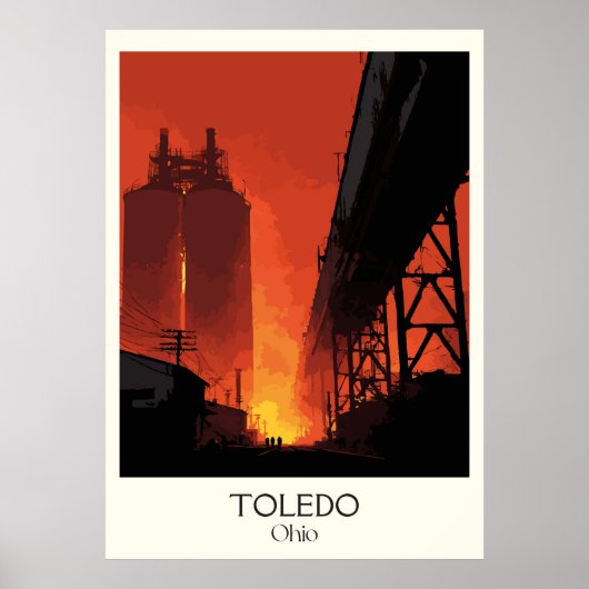 Toledo Ohio Glass City Industrial Sunset Maumee Poster (Voorkant)