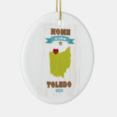 Toledo, Ohio Map - Home is waar het hart ligt Keramisch Ornament (Rechts)
