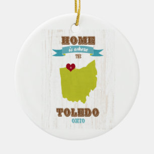 Toledo, Ohio Map - Home is waar het hart ligt Keramisch Ornament