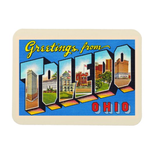 Toledo Ohio OH  groot Briefkaart Magneet (Horizontaal)