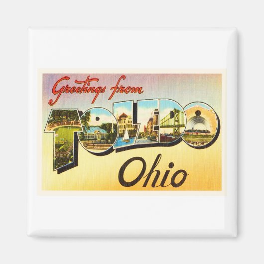 Toledo Ohio OH Old Vintage Travel Souvenir Magneet (Voorkant)