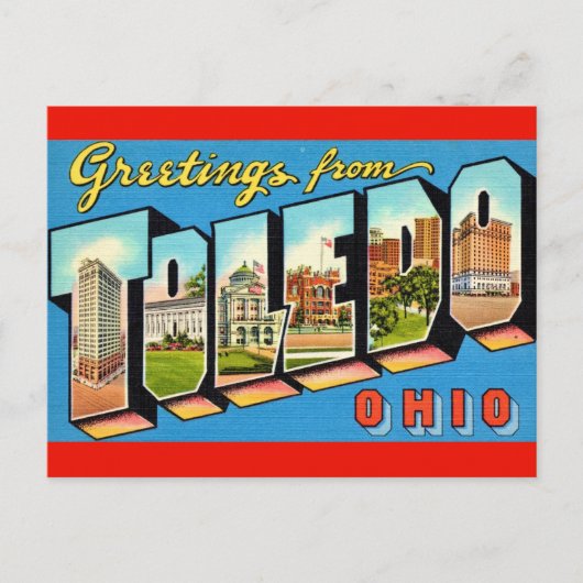 Toledo Ohio Retro Postcard Briefkaart (Voorkant)