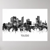 Toledo Ohio Skyline BW Poster (Voorkant)