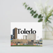Toledo Ohio Skyline met Toledo in de Sky Briefkaart (Staand voorkant)