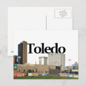 Toledo Ohio Skyline met Toledo in de Sky Briefkaart (Voorkant / Achterkant)