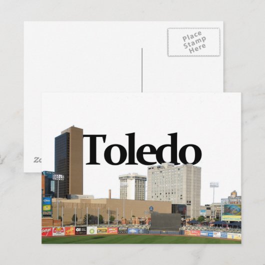 Toledo Ohio Skyline met Toledo in de Sky Briefkaart (Voorkant / Achterkant)