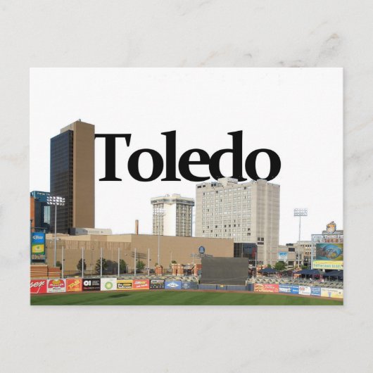 Toledo Ohio Skyline met Toledo in de Sky Briefkaart (Voorkant)