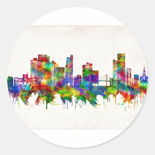 Toledo Ohio Skyline Ronde Sticker (Voorkant)