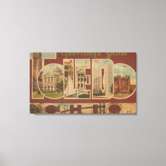 Toledo, OhioLarge Letter ScenesToledo, OH Canvas Afdruk (Voorkant)