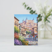 Toledo Spanje Alcazar Reisbloemen Briefkaart (Staand voorkant)