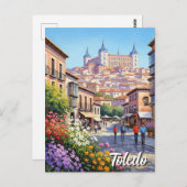 Toledo Spanje Alcazar Reisbloemen Briefkaart (Voorkant / Achterkant)